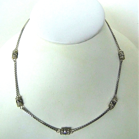 MSCO SS, Marcasite, & CZ Barrel Station Choker - Picture 4 of 9
